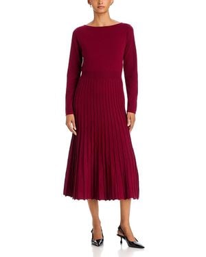 AREA STARS Miller Boat Neck Ribbed Sweater Dress - Red