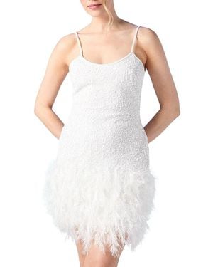 Coast Embellished Feather Bridal Mini Dress - White