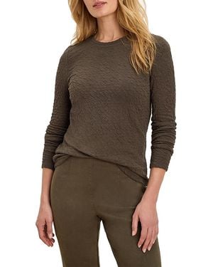 NIC+ZOE Crinkle Knit Drop Shoulder Top - Brown