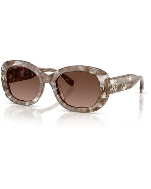 Tory Burch Oval Sunglasses, 52Mm - Brown