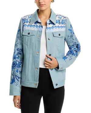 Johnny Was Bandana Denim Jacket - Blue