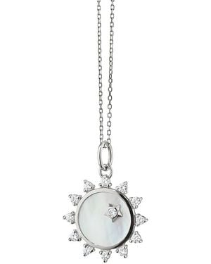 Monica Rich Kosann Sapphire & Mother Of Pearl Happiness Sun Necklace, 18 - White