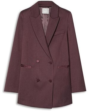 forte_forte Forte_Forte Grain De Poudre Double Breasted Long Blazer - Purple