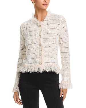 Nancy Yang Fringe Cardigan Top - White