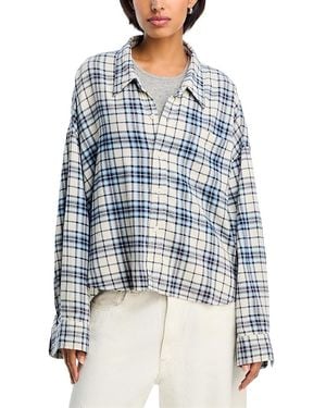 Denimist Cropped Button Front Shirt - Blue