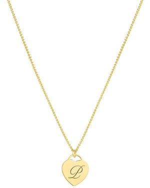 SET & STONES Alice Engraved Initial Heart Necklace - Metallic