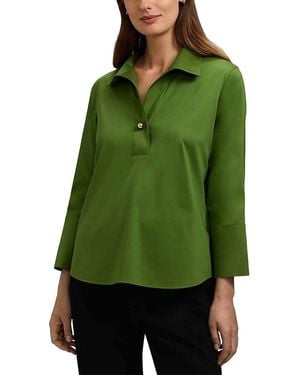 Foxcroft Catalina Sateen Popover Blouse - Green
