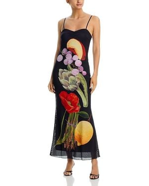 Aqua Mesh Maxi Dress - Red