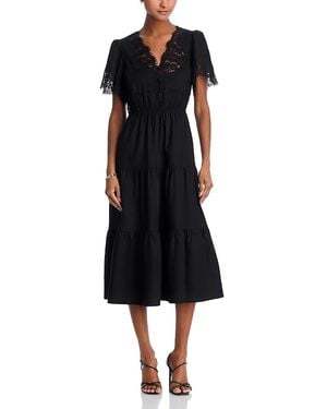 Aqua Mock Neck Lace Shift Dress in White | Lyst