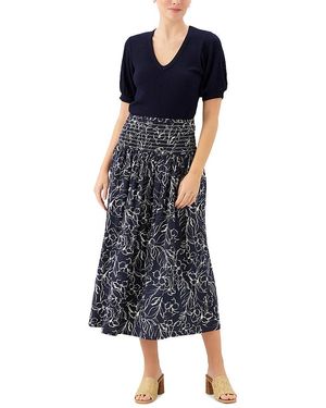 Karen Kane Smocked Waist Midi Skirt - Blue