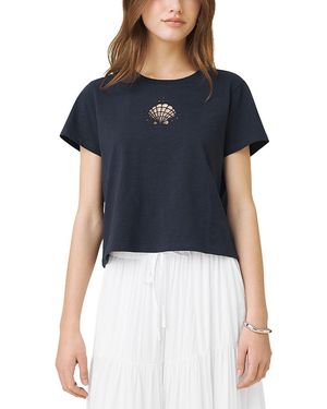 Splendid Seashell Embellished Tee - Blue