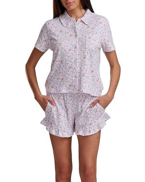 Splendid Short Sleeve Boxer Pajama Set - White