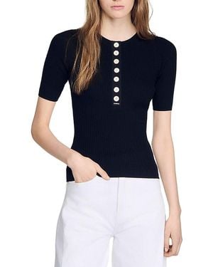 Sandro Calypsea Ribbed Round Neck Sweater - Blue