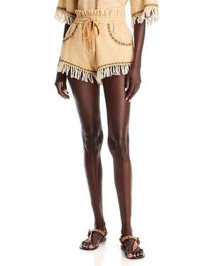 Isabel Marant Caroline Beaded Fringe Shorts - Natural