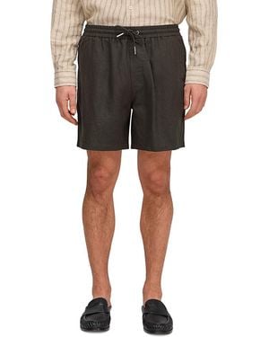 NN07 Gregor 1454 Relaxed Fit Linen Shorts - Black