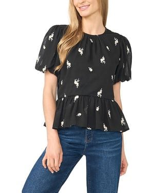 Cece Peplum Top - Black