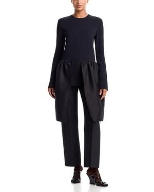 TOTEME Crewneck Peplum Long Sleeve Top - Blue