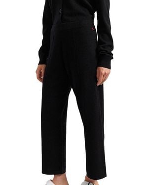 Chinti & Parker Wool Cashmere Cropped Wide Leg Track Pants - Black