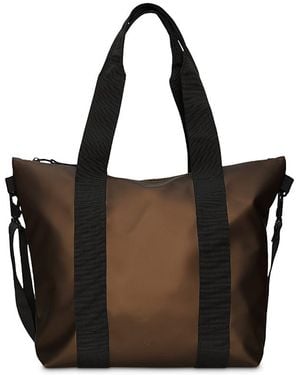 Rains Mini Faux Leather Tote Bag - Black