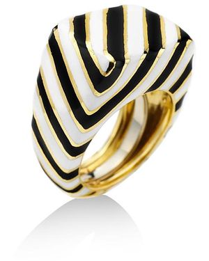 David Webb 18K Enamel Crosswalk Ring - Metallic