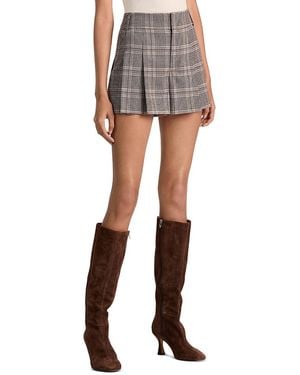 Alice + Olivia Scarlet Houndstooth Flutter Shorts - Gray