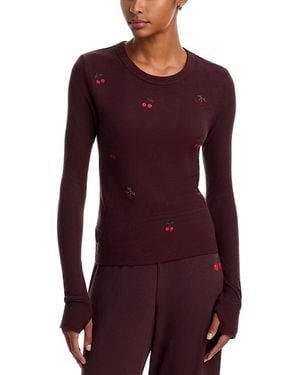 Aqua Alexa Cherries Long Sleeve Fitted Tee - Purple