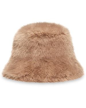 Jocelyn Oversized Faux Fur Bucket Hat - Natural