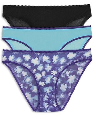 On Gossamer Mesh Hip Bikinis, Set Of 3 - Blue