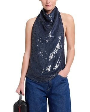 Twp Friday Night Halter Sequin Top - Blue