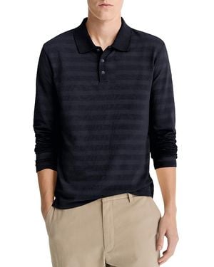 Vince Long Sleeve Jacquard Polo Shirt - Blue