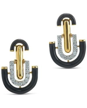 David Webb Platinum & 18K Unity Diamond & Enamel Stud Earrings, 0.45 Tcw - White