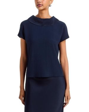 Fabiana Filippi Enver Satin Ruffled Cowl Neck Top - Blue