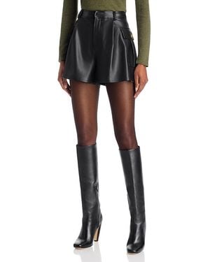 L'Agence Clairmont Faux Leather Cargo Shorts - Black