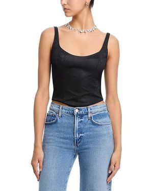 Aqua Scoop Neck Corset Top - Black