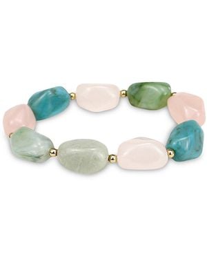 Aqua Chunky Bead Stretch Bracelet - Green