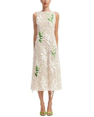 LEO LIN Cleo Embellished Lace Sleeveless Midi Dress - Natural