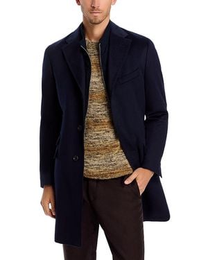 Corneliani Wool Topcoat With Zip Out Microsuede Bib - Blue