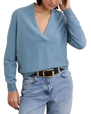 Reiss V Neck Cashmere Sweater - Blue