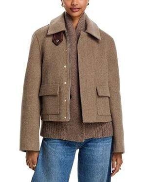 Brandon Maxwell Wool Remi Funnel Neck Jacket - Blue
