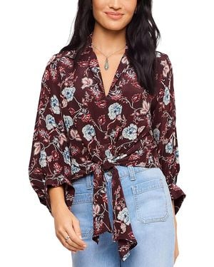 Karen Kane Blouson Sleeve Tie Front Top - Red