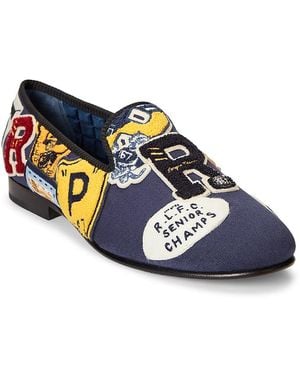 Polo Ralph Lauren Paxton Logo Patch Canvas Slippers - Blue