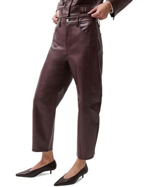 Pistola Eli High Rise Faux Leather Crop Jeans - Purple