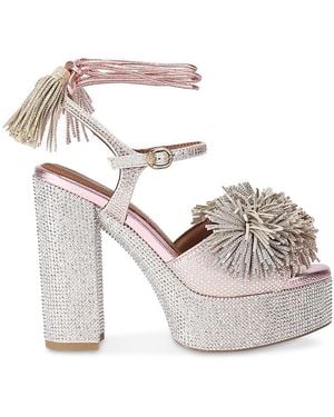 Kurt Geiger Pom Pom Ankle Tie Platform Sandals - White