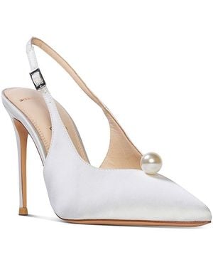 Black Suede Studio Embellished Pointed Pumps - White