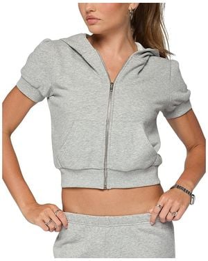 Edikted Rachel Short Sleeve Hooded Top - Gray
