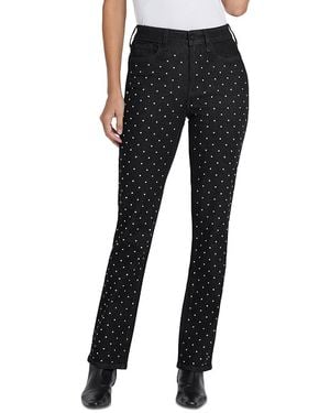 NYDJ Marilyn High Rise Studded Straight Jeans - Black