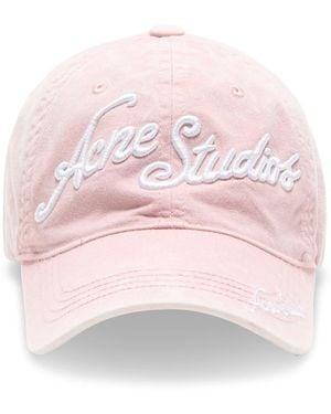 Acne Studios Logo Cotton Baseball Hat - Pink
