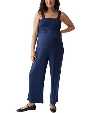 Ingrid & Isabel Maternity Smocked Jumpsuit - Blue