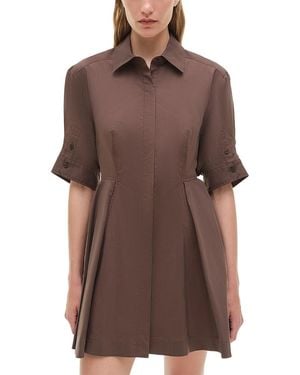 Jonathan Simkhai Jazzie Elbow Sleeve Mini Shirt Dress - Brown