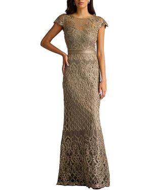 Tadashi Shoji Miranda Sequin Embroidered Gown - Brown